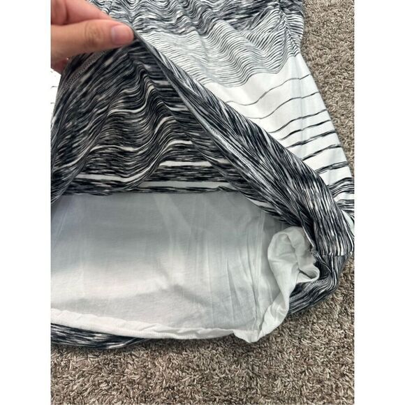 Athleta Comeback Tank Midi Dress Ruched Cinched Sides Striped White/Black 1X - Picture 9 of 12